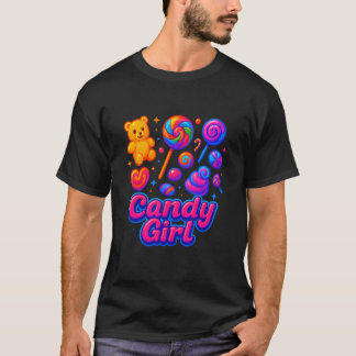 Camiseta Chica de Caramelo Dulce Piruleta Algodón de Azúcar