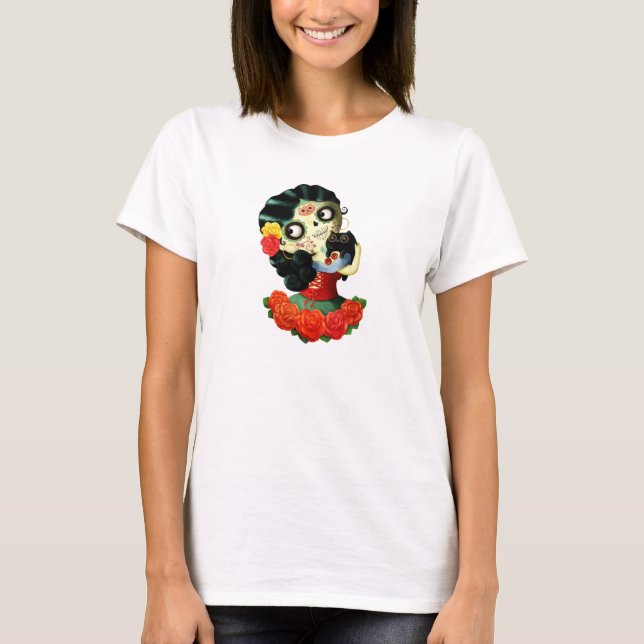 Camiseta Chica de Catrina del mexicano de Dia de Los (Anverso)