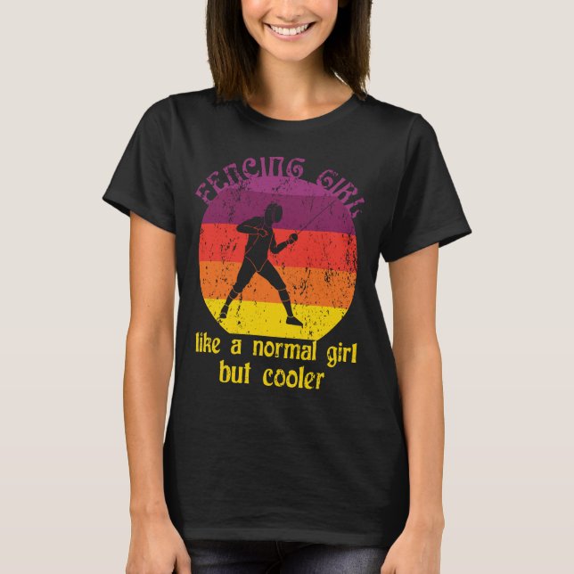 Camiseta Chica de cercas, Chica de esgrima lucha de mujer (Anverso)