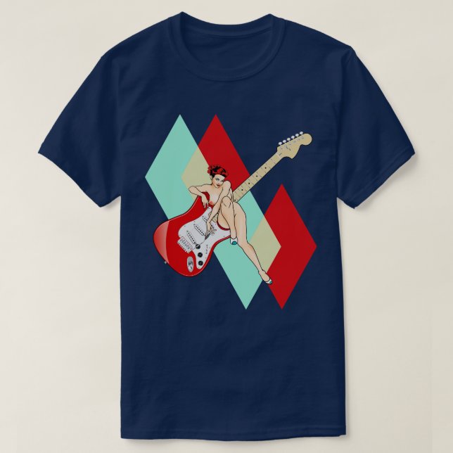 Camiseta Chica de clavija de diseño clásico de medio siglo  (Diseño del anverso)