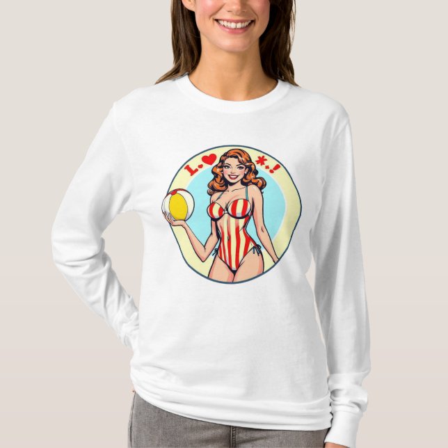 Camiseta Chica de clavija retro sudadera gráfica (Anverso)