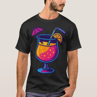 Camiseta Chica de cóctel de neón de vacaciones