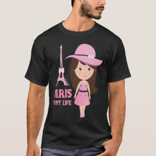 Camiseta Chica de compras dulces en París Torre Eiffel Rosa