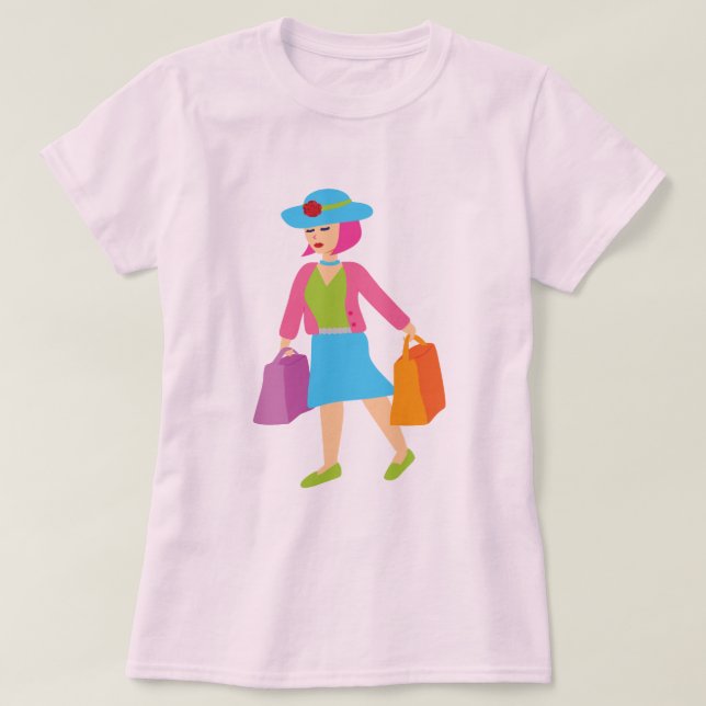 Camiseta Chica de compras retro (Diseño del anverso)