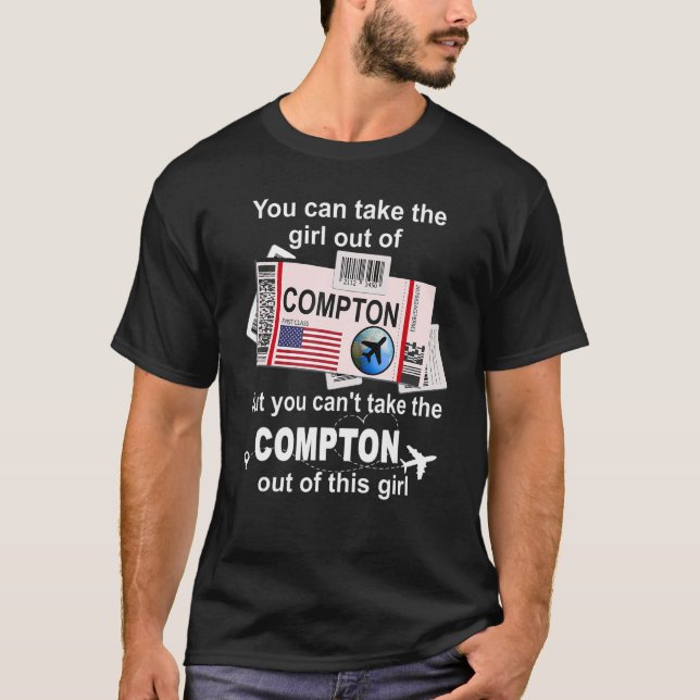 Camiseta Chica de Compton Boarding Pass Flight Ticket Com (Anverso)