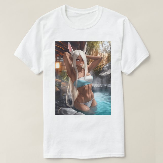Camiseta Chica de conejito de primavera caliente 100 (Diseño del anverso)