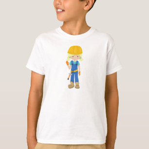 Camiseta Chica de construcción, pelo rubio, Chica cutáneo,