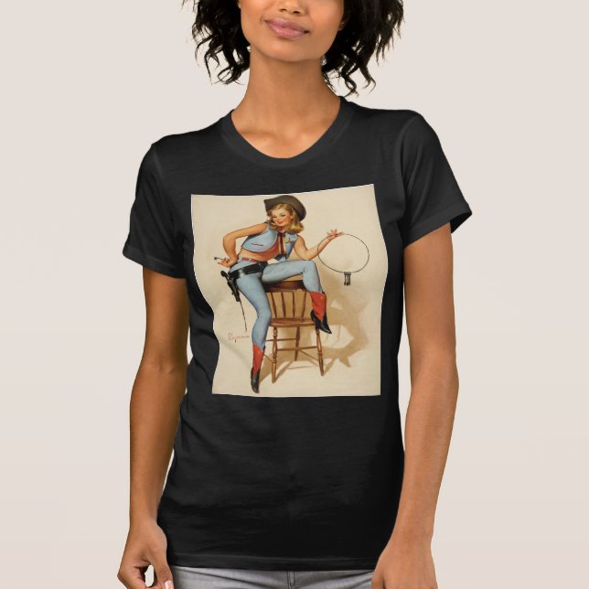 Camiseta Chica de Cowgirl Pin-up (Anverso)