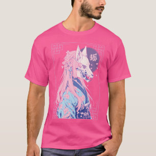 Camiseta Chica de cráneo de Fox Kitsune Pink