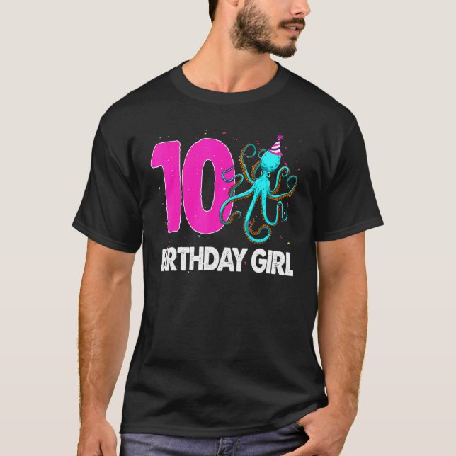 Camiseta Chica de cumpleaños 10 Octopus Love (Anverso)