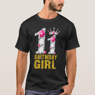 Camiseta chica de cumpleaños 11 años Reina cuervo de diaman