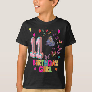 Camiseta chica de cumpleaños 11 mariposas Chicas de 11 años