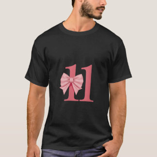 Camiseta Chica de cumpleaños 11 mujeres Coquette rosa Bow 1