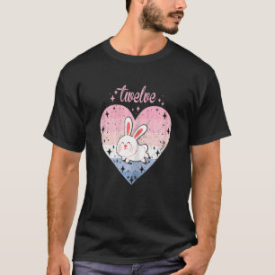 Camiseta chica de cumpleaños 12 años de conejo lindo día 12