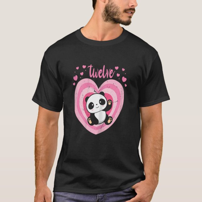 Camiseta chica de cumpleaños 12 años de Cute Panda 12th B D (Anverso)