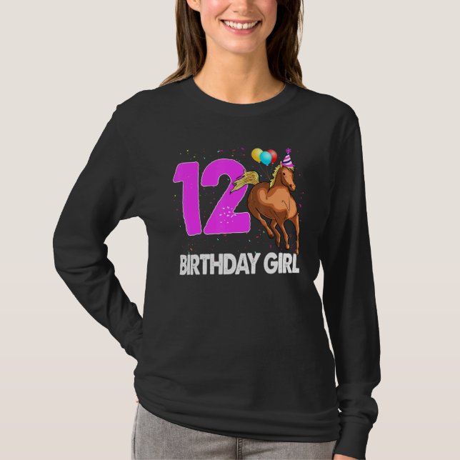 Camiseta Chica de cumpleaños 12 Fiesta de amor a caballo (Anverso)