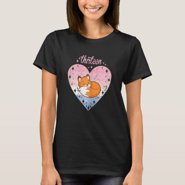 Camiseta chica de cumpleaños 13 años de Cute Fox (Anverso)