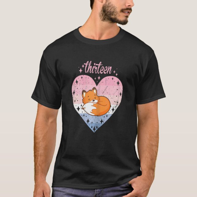 Camiseta chica de cumpleaños 13 años de Cute Fox (Anverso)