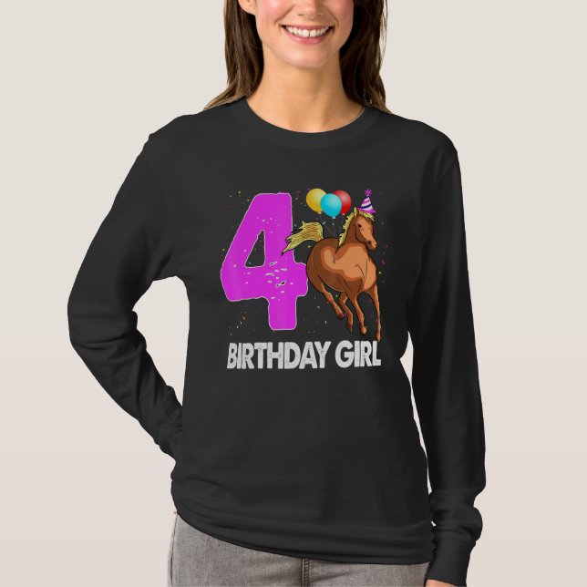 Camiseta Chica de cumpleaños 4 Fiesta de amor a caballo (Anverso)