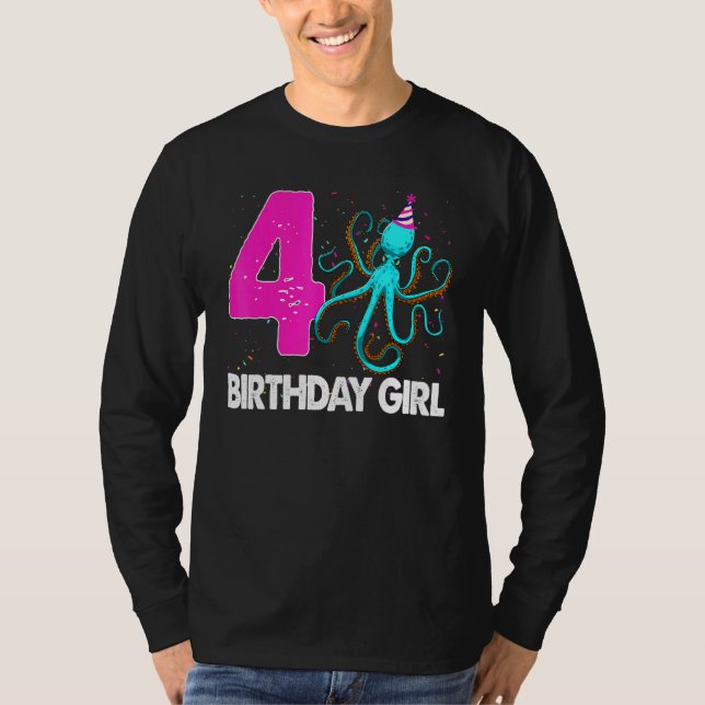 Camiseta Chica de cumpleaños 4 Octopus Love (Anverso)