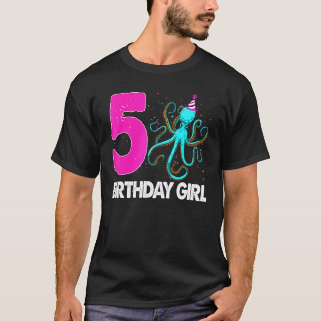 Camiseta Chica de cumpleaños 5 Octopus Love (Anverso)