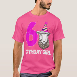 Camiseta Chica de cumpleaños 6 ovejas Fiesta de ovejas dive