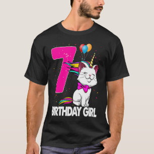 Camiseta Chica de cumpleaños 7 Caticorn Cute Cat Love