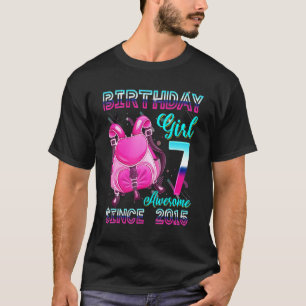 Camiseta Chica de cumpleaños 7 desde 2015 mochila rosa