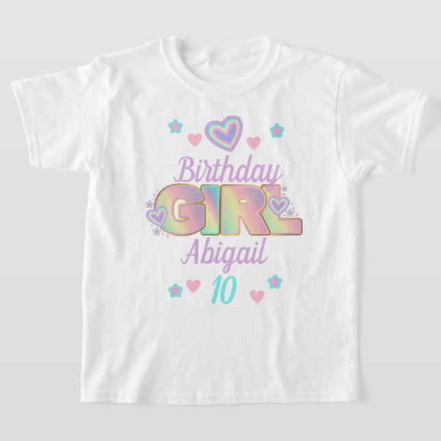 Camiseta Chica de cumpleaños arcoiris edad personalizado ir (Distribución)