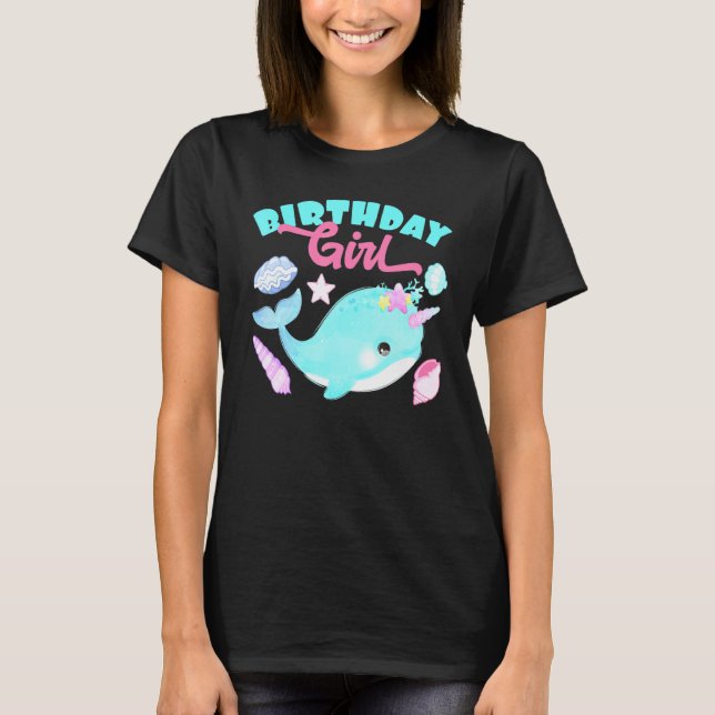 Camiseta Chica de cumpleaños Cake Candle Narwhale Animales  (Anverso)