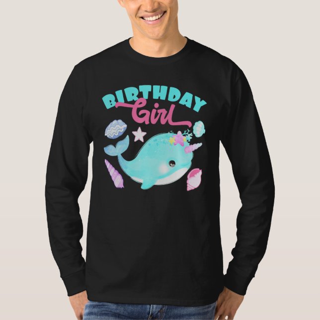Camiseta Chica de cumpleaños Cake Candle Narwhale Animales  (Anverso)