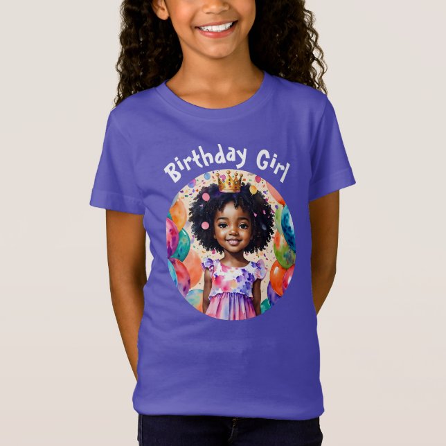 Camiseta Chica de cumpleaños con arte de princesa de piel m (Anverso)