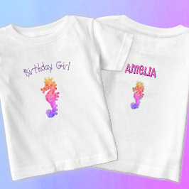 Camiseta Chica de cumpleaños con caballito de mar con arcoi
