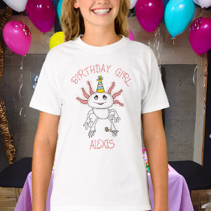 Camiseta Chica de cumpleaños con temas de Axolotl personali