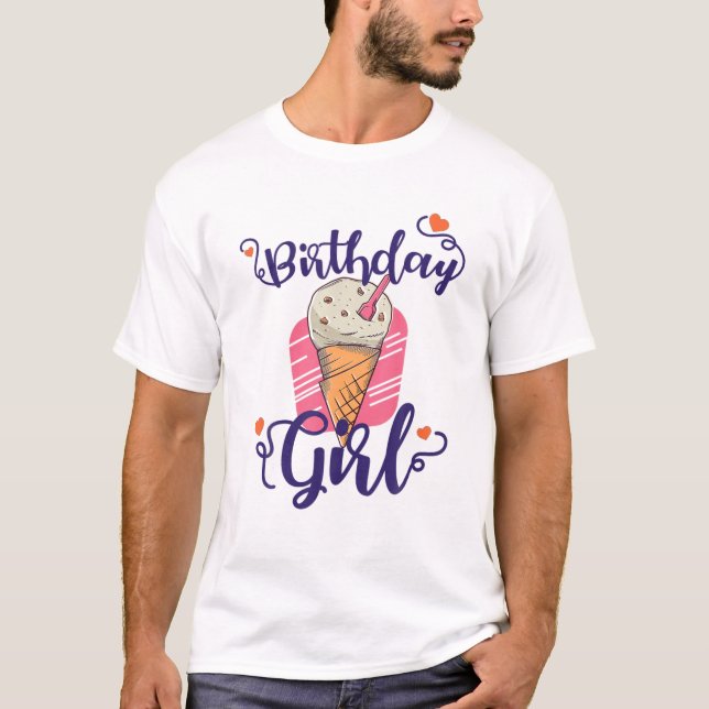 Camiseta Chica de cumpleaños Cookie Ice Cream Cone presente (Anverso)