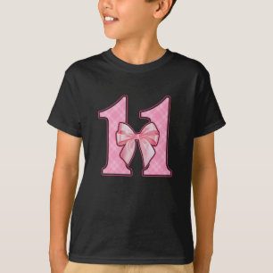 Camiseta Chica de cumpleaños Coquette Rosa Bow de 11 años