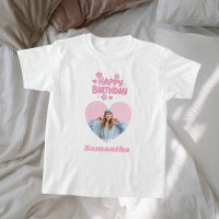 Chica de cumpleaños corazón de foto rosa