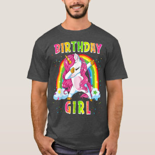 Camiseta Chica De Cumpleaños Cuidada Dabbing Unicorn Dab Da