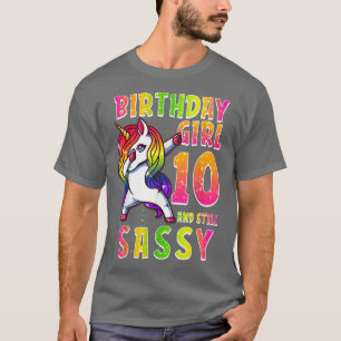 Camiseta chica de cumpleaños Dabbing Unicorn 10 años