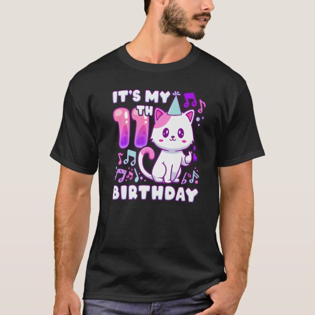 Camiseta Chica de cumpleaños de 11 años, gatito de K-pop co (Anverso)