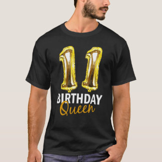 Camiseta chica de cumpleaños de 11 años Impresión de globos