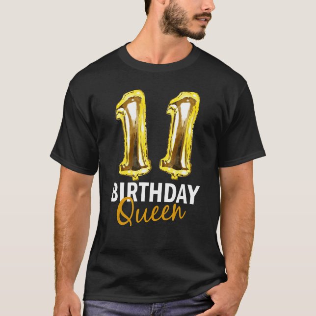 Camiseta chica de cumpleaños de 11 años Impresión de globos (Anverso)