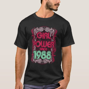Camiseta chica de cumpleaños de 1988 Power Retro Estilo de