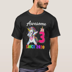 Camiseta chica de cumpleaños de 3 años asombroso desde 2020