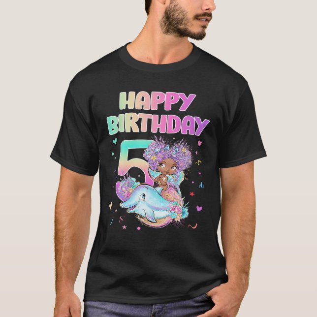 Camiseta chica De Cumpleaños De 5 Años Regalos Con Sirena 5 (Anverso)