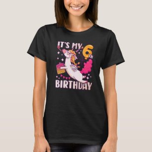 Camiseta Chica de cumpleaños de 6 años, Unicorn, Pop it, 6º