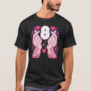 Camiseta Chica de cumpleaños de 8 años, corazón de K-pop, S