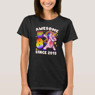 Camiseta Chica de cumpleaños de 8 años, nacido en 2015, Uni