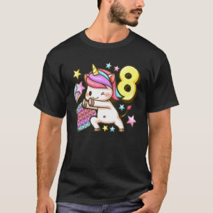 Camiseta Chica de cumpleaños de 8 años, Unicorn, Pop It, Nu