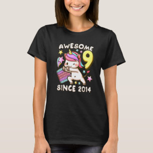 Camiseta Chica de cumpleaños de 9 años, nacido en 2014, Uni
